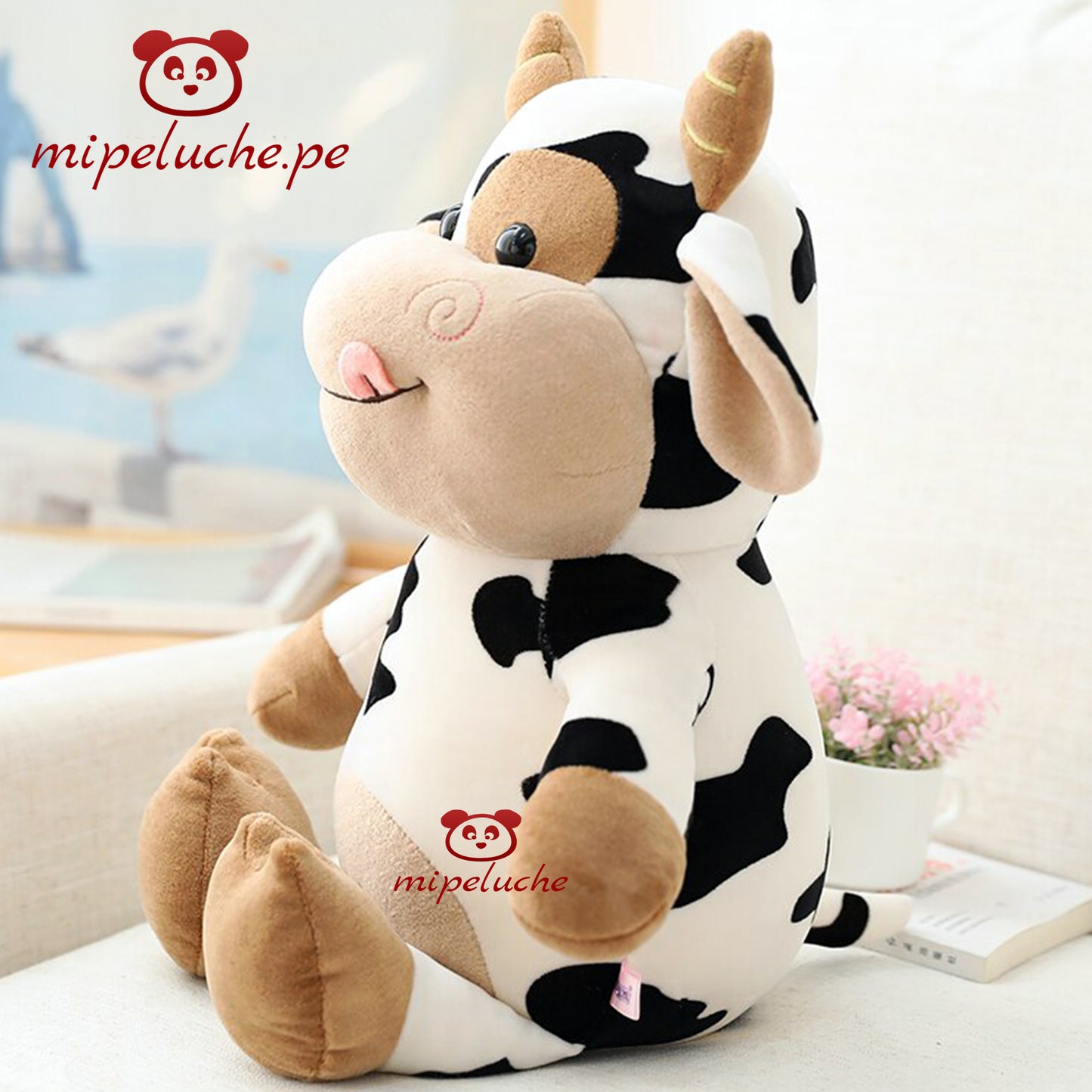 vaca vaquita lechera lola peluche almohada dormir lima peru perú envio delivery tienda de regalos envios felpa cojin dia de la madre niños bebes baby shower san valentin enamorados cumpleaños