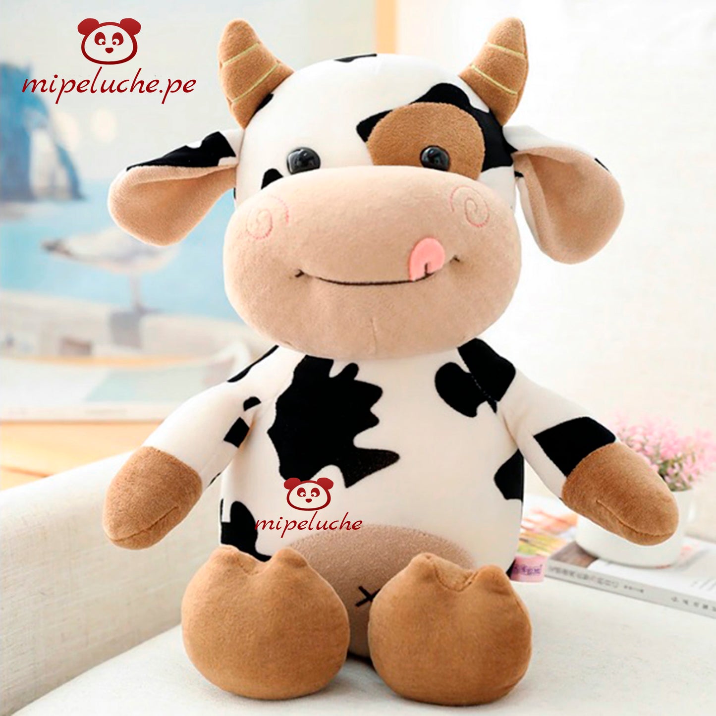 vaca vaquita lechera lola peluche almohada dormir lima peru perú envio delivery tienda de regalos envios felpa cojin dia de la madre niños bebes baby shower san valentin enamorados cumpleaños