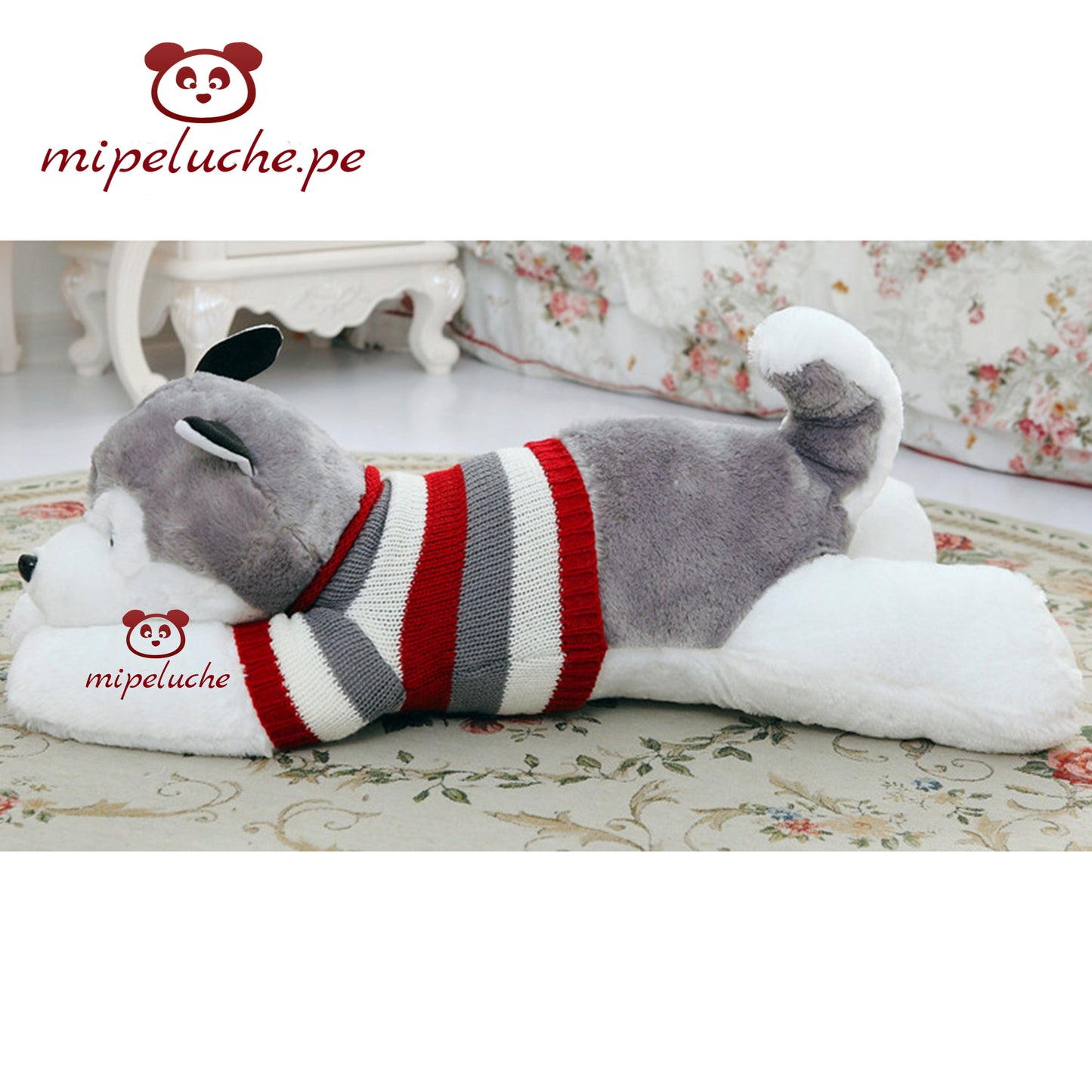 perrito perro peluche gigante grande almohada cojin cachorro cachorrito husky siberiano felpa tienda de regalo original lima peru perú envios delivery enamorados san valentin cumpleaños dia de la madre